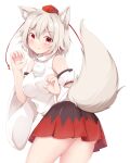  absurd_res animal_humanoid bottomwear butt_pose canid canid_humanoid canine canine_ears canine_humanoid clothed clothing female hair hat headgear headwear hi_res humanoid mammal mammal_humanoid momiji_inubashiri pose rururiaru shirt simple_background skirt solo topwear touhou video_games white_ears white_hair white_tail wolf_ears wolf_humanoid 