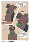  anthro bodily_fluids bow_tie clothed clothing comic desk embarrassed english_text equid equine furniture hi_res horse lizardlars male mammal musk phone solo sweat table text thought_bubble topless 