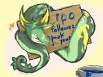  &lt;3 ambiguous_gender feral green_body leaf_tail megusuri nintendo paint pok&eacute;mon pok&eacute;mon_(species) pseudo_clothing red_eyes serperior simple_background solo video_games yellow_body 