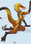  anthro breasts butt claws digital_media_(artwork) dinosaur dromaeosaurid feathers female hi_res long_tail maaia paws reptile scales scalie theropod 