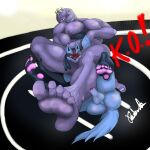  absurd_res animal_genitalia animal_penis anthro anus asphyxiation big_feet big_pecs bjj blush bodily_fluids canine_penis choking duo feet fight fighting_ring foot_focus genitals grappling headscissor hi_res lucario machoke male male/male mma muscular muscular_male nintendo nipples nude pawpads pecs penis pinned pok&eacute;mon pok&eacute;mon_(species) pyorremyrsky_(artist) soles struggling submission_hold sweat tap_out thick_thighs toes trapped triangle_choke video_games wrestler wrestling 