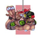  anthro ball_gag bdsm bondage bound breasts cattheanimator female gag hindpaw machine paws protogen sola_(sola991) solo 