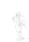  absurd_res anthro biped black_and_white blush butt clothing dragon hair hi_res horn looking_back male membrane_(anatomy) membranous_wings messy_hair monochrome open_mouth oselotti rear_view short_hair signature sketch solo standing torn_clothing wings 