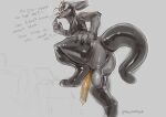  absurd_res anthro anus balls bodily_fluids butt capcom claws clothing dialogue dripping erection finger_claws flying_wyvern genital_fluids genitals grey_anus grey_background grey_balls grey_body grey_claws grey_scales grey_skin hand_on_hip hi_res latex latex_clothing latex_legwear latex_stockings looking_at_viewer looking_back looking_back_at_viewer male monster_hunter nargacuga open_mouth penis precum precum_drip presenting presenting_anus presenting_balls presenting_hindquarters presenting_penis raised_leg raised_tail redishdragie rubber rubber_clothing rubber_legwear rubber_suit scales signature simple_background solo step_pose talking_to_viewer teeth toe_claws tongue unit6 video_games yellow_eyes yellow_penis yellow_tongue 