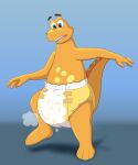  absurd_res anthro cheesasaurus_rex clean_diaper confusion diaper dinosaur extremius_amphibious hi_res kraft male mascot pattern_diaper reptile scalie solo tagme theropod tyrannosaurid tyrannosaurus tyrannosaurus_rex 