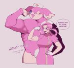  2022 anthro audino big_breasts breasts clothed clothing duo eye_scar facial_scar female hi_res human larger_female looking_at_viewer mammal muscular muscular_female nintendo nurse nurse_joy one_eye_closed pok&eacute;mon pok&eacute;mon_(species) scar simple_background size_difference smile thiccwithaq video_games wink 