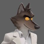  anthro biped black_nose brown_body brown_fur canid canine canis clothing dreamworks fur male mammal mr._wolf_(the_bad_guys) official_art portrait shirt simple_background solo the_bad_guys tom_macdougall topwear wolf 