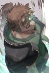  anthro birry41 brown_body brown_fur catoblepas_(tas) clothing eyewear fur glasses green_clothing green_eyes hair hi_res horn lifewonders male muscular muscular_anthro muscular_male ponytail solo tokyo_afterschool_summoners video_games 