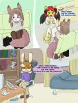  2011 3:4 anthro babystar biped chocolatekitsune_(character) comic detailed_background dialogue english_text eyewear female fur gem_(babystar) glasses group hair hi_res male mammal rodent sciurid sitting standing text trio 