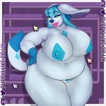  &lt;3 &lt;3_eyes absurd_res anthro belly big_belly big_breasts breasts crystal_(puppyluxe) female hi_res huge_breasts huge_hips lips lipstick looking_at_viewer makeup nintendo nude overweight pok&eacute;mon pok&eacute;morph pubes puppyluxe smile solo thick_lips thick_thighs video_games 
