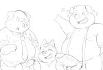  2022 96panda anthro balls belly big_belly blush domestic_pig erection genitals group gunter_(sing) hi_res humanoid_genitalia humanoid_hands humanoid_penis illumination_entertainment kemono male mammal moobs nipples norman_(sing) overweight overweight_male penis penis_size_difference rosita_(sing) simple_background sing_(movie) suid suina sus_(pig) white_background 