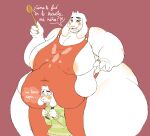  anthro apron belly big_belly big_breasts boss_monster bovid breasts caprine clothed clothing colored crowbardude digital_drawing_(artwork) digital_media_(artwork) female fur goat hi_res horn huge_breasts larger_female long_ears mammal monster nipples obese obese_anthro obese_female overweight overweight_anthro overweight_female partially_clothed simple_background size_difference smile spanish_text text thick_thighs undertale undertale_(series) video_games white_body white_fur 