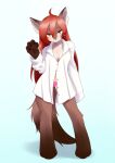  anthro brown_body brown_fur canid canine clothing female fox fur hair mammal panties pink_clothing pink_panties pink_underwear red_hair shirt simple_background solo topwear underwear unousaya white_background white_clothing white_shirt white_topwear 