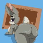  2022 anthro big_breasts big_butt breasts butt disney female hi_res huge_butt judy_hopps lagomorph leporid looking_at_viewer looking_back mammal nr_ac nude purple_eyes rabbit smile solo zootopia 