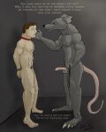  2007 abs anthro anthro_dominating_human arakupa balls big_dom_small_sub bound collar dominant dominant_anthro dominant_male duo english_text erection fur genitals grey_body grey_fur human human_on_anthro imminent_rape imminent_sex interspecies larger_anthro larger_male leash male male/male mammal murid murine muscular muscular_anthro muscular_male nipples nude pecs penis rat rodent signature size_difference smaller_human smaller_male submissive submissive_human submissive_male teeth text 