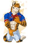  absurd_res alan_reischer anthro clothing felid football_player hi_res leo-artis male mammal original_characters pantherine soccer soccer_player soccer_uniform solo sport sportswear tiger uniform union_jack 