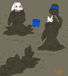  2020 anthro big_breasts big_butt boss_monster bovid breasts bucket butt caprine container eyes_closed female genitals goatsludge hand_on_breast hi_res horn looking_at_viewer looking_back looking_back_at_viewer mammal mature_female mud mud_covered muddy navel nipples nude pussy solo toriel undertale undertale_(series) video_games 