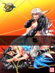  2girls black_hair breasts censored clip_studio_paint_(medium) cum dungeon_and_fighter ejaculation female_ejaculation huge_nipples large_breasts moonlitnight multiple_girls open_mouth pussy_juice sex slayer_(dungeon_and_fighter) thighhighs tribadism white_hair yuri 