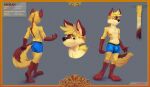  anthro black_nose blonde_hair blue_clothing blue_underwear bulge canid canine cheek_tuft clothing elbow_tufts eyebrows facial_tuft front_view fur glistening glistening_eyes gloves_(marking) hair inner_ear_fluff leg_markings male mammal maned_wolf markings model_sheet multicolored_body multicolored_fur oselotti pattern_background pawpads pink_inner_ear plantigrade rear_view red_body red_eyebrows red_fur red_pawpads red_tail shoulder_tuft signature simple_background smile socks_(marking) solo tan_body tan_fur tan_inner_ear_fluff tuft underwear yellow_body yellow_eyes yellow_fur yellow_inner_ear_fluff yellow_tail 