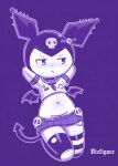 bat bat_wings closed_mouth demon_tail furry furry_female gothic highres kuromi sanrio skull skullfisted striped striped_legwear tail wings 