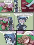  2012 3:4 anthro babystar biped clothing comic detailed_background dialogue duo english_text female fur gem_(babystar) hair hi_res male mammal rodent sciurid text wet wet_clothing 