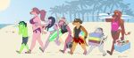  absurd_res adam_(gvh) anthro babs_(gvh) ball beach beach_ball beach_blanket beach_towel beach_umbrella beverage_can big_breasts bikini blush bottomwear breasts brown_body brown_hair brown_skin bulge clothed clothing dinosaur dreadlocks erin_(gvh) eyewear female footwear gesture goodbye_volcano_high green_body green_skin group group_picture hair hat headgear headwear hi_res humanoid inflatable larger_female long_hair long_snout male milhouse_(gvh) nathan_(gvh) open_mouth orange_hair orange_tail pigtails pink_body pink_skin pointing ponytail purple_body purple_hair purple_skin radio raidak5 reptile rosemary_(gvh) sand sand_castle sandals scalie sculpture seaside sharp_teeth short_hair short_tail shorts size_difference smaller_female smaller_male snoot_game_(fan_game) snout stacy_(gvh) sunglasses swimming_trunks swimwear teeth tied_hair towel video_games walking white_body white_skin 
