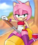  accessory amy_rose anthro blush clothing eulipotyphlan female genitals gloves green_eyes hair hair_accessory hairband handwear hedgehog hi_res legwear loodncrood looking_at_viewer mammal masturbation open_mouth open_smile pink_body pussy sega smile solo sonic_the_hedgehog_(series) thigh_highs vaginal vaginal_masturbation 