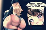  2girls absurdres ass black_hair blonde_hair blue_eyes breasts chun-li english_text highres huge_ass huge_breasts kolin large_breasts magentapeel mature_female multiple_girls muscular muscular_female panties plump street_fighter underwear yuri 