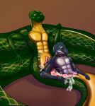  anal analvore anthro belly bodily_fluids cum cum_inflation dragon genital_fluids genitals inflation male male/male occasion penis playing reptile scalie size snake squeezing tighter vore 