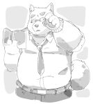  2022 anthro belly big_belly book bottomwear canid canine canis clothing domestic_dog eyewear ginsingoo1 glasses humanoid_hands kemono male mammal necktie overweight overweight_male pants shirt solo topwear 
