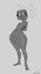  alien anthro dracreloaded genitals girly greyscale hi_res male monochrome penis solo thick_thighs 