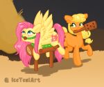  ball_gag blonde_hair blush duo earth equid equine female female/female feral freckles friendship_is_magic fur gag gagged green_eyes hair hasbro hi_res horse icetealart mammal my_little_pony orange_body orange_fur paddle pegasus pink_hair pink_tail pony spanking teal_eyes wings yellow_body yellow_fur yellow_tail 