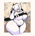  absurd_res anthro belly big_breasts breasts canid canine canis clothing curvy_figure digital_media_(artwork) domestic_dog female floppy_ears gris_swimsuit hair hair_over_eye hi_res huge_breasts huge_thighs mammal meme meme_clothing midriff navel norodoggo one-piece_swimsuit one_eye_obstructed pepper_(puppkittyfan1) potbelly swimwear thick_thighs translucent translucent_clothing translucent_swimwear voluptuous white_body 