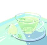  bear chai_(drawingchisanne) cup drink green_tea leaf no_humans original polar_bear shadow sitting tea 