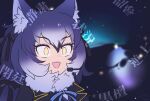  1girl animal_costume animal_ear_fluff animal_ears blue_hair dire_wolf_(kemono_friends) gloves kemono_friends kemono_friends_v_project kitsunetsuki_itsuki long_hair necktie open_mouth shirt skirt solo tail virtual_youtuber wolf_costume wolf_ears wolf_girl 