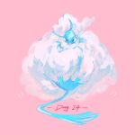  ahoge altaria animal_focus blush_stickers closed_eyes commentary english_commentary english_text fluffy full_body highres mega_altaria mega_pokemon motion_lines no_humans pink_background pokemon pokemon_(creature) simple_background solo straight-on yug_(pixiv_50208056) 