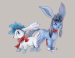  2015 absurd_res black_nose blue_body blue_eyes blue_fur duo eeveelution eyewear eyewear_on_head feral fur glaceon goggles goggles_on_head green_eyes hi_res legendary_pok&eacute;mon male nintendo pok&eacute;mon pok&eacute;mon_(species) scarf shaymin shrike_alvaron sky_forme_shaymin spacesmilodon video_games white_body white_fur 