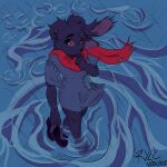  anthro clothing dynamitegrizzly_(artist) female footwear jestal_orccio_(dynamitegrizzly) lagomorph leporid mammal mary_janes perspective purple_eyes rabbit raining restricted_palette scarf shoes solo water window 