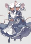  2girls animal_ears apron armband daikokuten_(fate) dark-skinned_female dark_skin dated dress fate/grand_order fate_(series) hat long_dress moonriver0123 mouse_ears mouse_tail multiple_girls nurse_cap red_eyes tail white_hair 