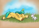  ambiguous_gender arthropod butterfly cutie_mark earth_pony equid equine feral fur grass group hasbro hi_res hitch_trailblazer_(mlp) hooves horse inner_ear_fluff insect lagomorph lepidopteran leporid male mammal mlp_g5 my_little_pony plant pony rabbit rutkotka sleeping trio tuft yellow_body yellow_fur 