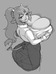  animal_humanoid big_breasts big_butt bovid bovid_humanoid bovine bovine_humanoid breasts butt cakecatboy female holding_breast huge_breasts huge_butt humanoid looking_at_viewer mammal mammal_humanoid monochrome smile solo thick_thighs 