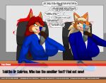  anthro big_breasts breasts canid canine clothing delightultrasonic duo female footwear footwear_worship fox hi_res mammal sabrina_berezin shoe_sniffing sniffing suit tabitha_wolfred worship 