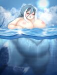  animal_humanoid big_breasts breasts cakecatboy eyes_closed female huge_breasts humanoid marine marine_humanoid nipples obese obese_female overweight overweight_female solo sun swimming thick_thighs water 