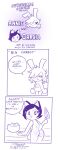  annie_(disfigure/rafielo) apron apron_only blush butt clothing comic cutting_board disfigure domestic_cat duo felid feline felis female food garcia hi_res hoodie knife lagomorph leporid looking_back mammal mostly_nude rabbit salad star stars_eyes text topwear 