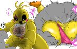  &lt;3 2022 animatronic anthro anthrofied avian balls balls_deep beakless bib bird black_sclera bodily_fluids breasts chicken clothing clothing_aside digital_media_(artwork) duo enigi09 exclamation_point eyeshadow featureless_breasts female five_nights_at_freddy&#039;s five_nights_at_freddy&#039;s_2 from_front_position galliform gallus_(genus) genital_fluids genitals hi_res human instant_loss_2koma legs_up lying machine makeup male male/female male_on_top mammal mating_press musical_note non-mammal_breasts on_back on_top open_mouth panties panties_aside penetration phasianid pussy pussy_juice question_mark robot scottgames sex surprise sweat toy_chica_(fnaf) underwear underwear_aside vaginal vaginal_penetration video_games yellow_body 