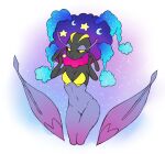  2022 3_fingers black_body black_sclera breasts cleavage clothed clothing cosmic_hair cosmog elemental_creature ethereal_hair female fingers flora_fauna florges fusion half-closed_eyes humanoid lavenderaraliya legendary_pok&eacute;mon moon narrowed_eyes navel neck_tuft nintendo not_furry plant pok&eacute;mon pok&eacute;mon_(species) pok&eacute;mon_fusion simple_background small_breasts solo star tight_clothing tuft video_games white_background yellow_eyes 