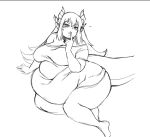  ... animal_humanoid belly big_belly big_breasts breasts cakecatboy dragon dragon_humanoid female horn horned_humanoid humanoid monochrome obese obese_female overweight overweight_female solo thick_thighs unknown_character 