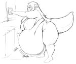  animal_humanoid belly big_belly big_breasts big_butt breasts butt cakecatboy dragon dragon_humanoid female horn horned_humanoid huge_breasts huge_butt humanoid hyper hyper_belly monochrome morbidly_obese morbidly_obese_female nipples obese obese_female overweight overweight_female solo thick_thighs unknown_character 