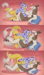  &lt;3 animal_skin anthro bandai_namco belly brown_body brown_fur butt digimon digimon_(species) duo fur gabumon hi_res horn kissing male male/male slightly_chubby striped_body striped_fur stripes the_b3ing 