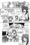  4girls animal_ears artist_request aruruw comic dog_ears eruruw greyscale hakuoro hard_translated highres kamyu long_sleeves monochrome multiple_boys multiple_girls oboro_(utawareru_mono) translated utawareru_mono yuzuha_(utawareru_mono) 